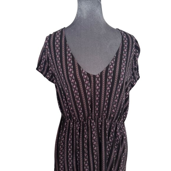 Torrid Womens Black & Pink Striped Floral Midi Dress - Picture 3 of 7